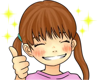 👍 Chica anime, Pulgar arriba, Brillos, Positivo, Aprobación, Dibujos animados whatsapp sticker