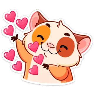 💜 criceto, cuori, carino, animale, cartone animato, adesivo, amore, kawaii telegram sticker