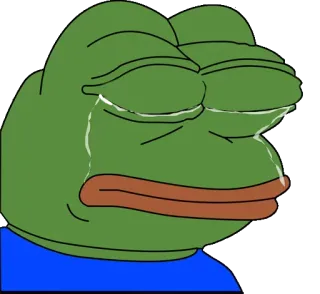 😢 Pepe the Frog Meme, Pepe, Kikker, Internetcultuur, Verdrietig, Huilend telegram sticker