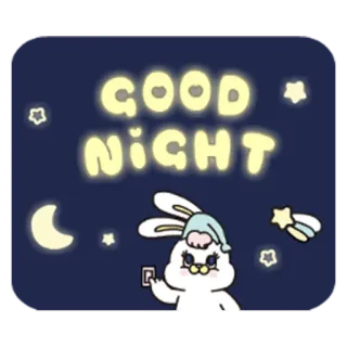 😴 GOOD NIGHT selamat malam, kelinci, bintang, bulan, imut, malam, tidur telegram sticker
