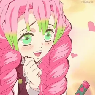 💕 Mitsuri Kanroji Demon Slayer Mitsuri Kanroji, Demon Slayer, Anime, Manga, pelo rosa, chica anime, Pilar del Amor telegram sticker
