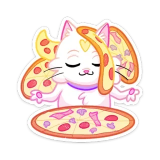 🍕 кот, пицца, еда, каваий, милый, наклейка telegram sticker