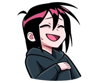 😄 animé, dessin animé, rire, heureux, sueur telegram sticker