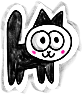 🥹 kat, sticker, cartoon, dier, schattig, zwarte kat telegram sticker