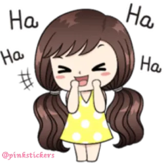 😆 Ha laughing, girl, cartoon, happy, emoji telegram sticker