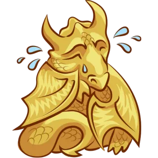 😢 drago, piangere, dorato, cartone animato, emoticon, triste whatsapp sticker