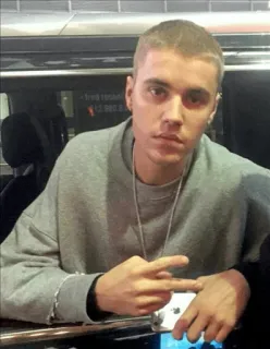 😐 Justin Bieber cantante, celebrità, gesto offensivo, ritratto, popstar telegram sticker