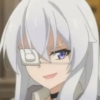 🍃 anime, woman, white hair, eyepatch telegram sticker