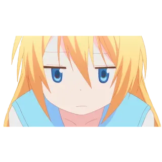 😑 อนิเมะ, ผู้หญิง, ผมบลอนด์, ตาสีฟ้า, น่ารัก, สีหน้า, การ์ตูน telegram sticker