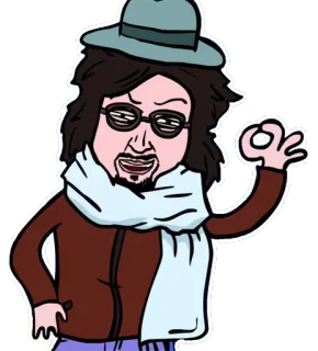 💯 мультфильм, персонаж, мужчина, шляпа, очки telegram sticker