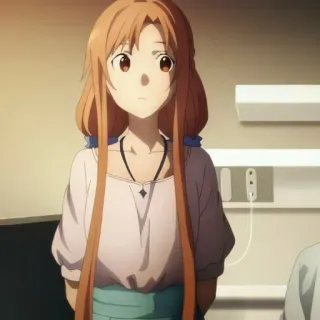 🤨 Asuna Yuuki Sword Art Online anime, dziewczyna, postać, Asuna, Sword Art Online, długie włosy telegram sticker