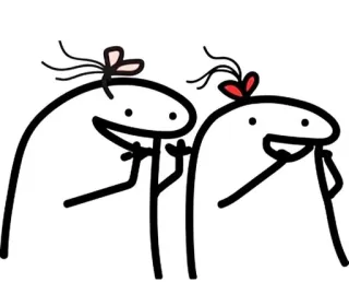 🤩 florkofcows, strichmännchen, figur, süß, schleife, cartoon telegram sticker