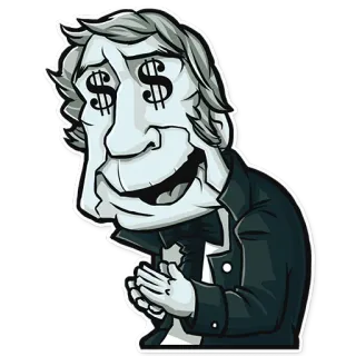 🤑 argent, avidité, signes dollar, dessin animé, richesse telegram sticker
