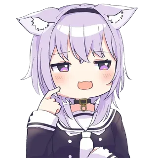 😅 Okayu vtuber, anime, cat girl, cute, anime girl, digital art, sticker whatsapp sticker