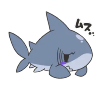 ☹ ムス… tubarão, triste, desenho animado, animal, fofo telegram sticker