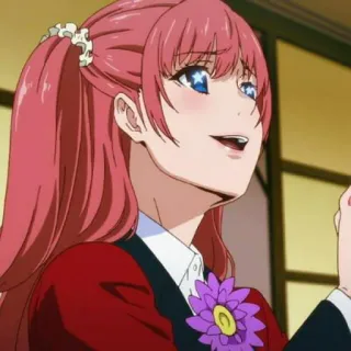 🌟 anime, chica, pelo rosa, personaje, ilustración whatsapp sticker