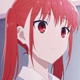 😐 anime, meisje, rood haar, vlechten, cartoon, portret telegram sticker