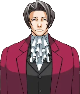 😕 Miles Edgeworth Ace Attorney 弁護士, 検察官, アニメ, ゲーム, 真面目 telegram sticker