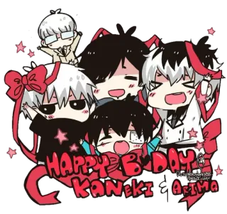 🎉 Kaneki HAPPY B-DAY KANEKI ARIMA Anime, Manga, Geburtstag, Cartoon, Fanart, Chibi telegram sticker
