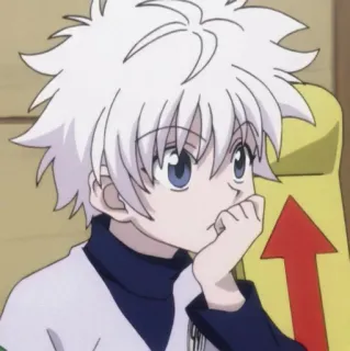 🌑 Killua Zoldyck Hunter x Hunter 애니메이션, 키르아, 헌터, 흰머리, 소년 telegram sticker
