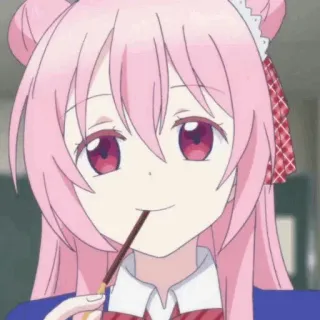 🍭 アニメ, 女の子, ピンク髪, 可愛い, ポッキー, お菓子, 甘い telegram sticker