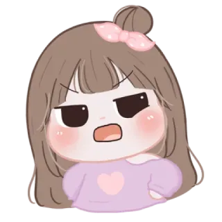 🐱 cartoon, meisje, boos, schattig, chibi whatsapp sticker