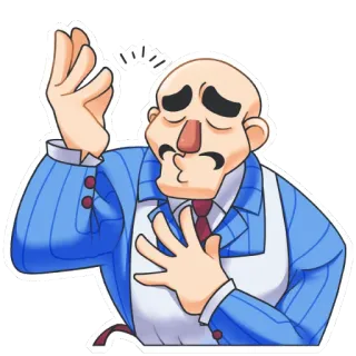 😋 hombre, gesto, traje, calvo, bigote, personaje telegram sticker