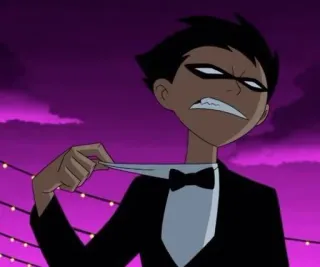 💉 Robin Teen Titans Robin, Teen Titans, dessin animé, personnage, expression, en colère, agacé telegram sticker