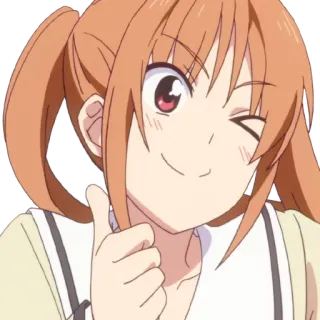 🍌 Anime, Garota, Desenho animado, Sorriso, Polegar para cima telegram sticker