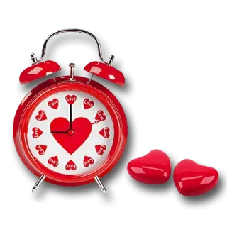 😧 Love horloge, amour, coeurs, rouge, Saint-Valentin, réveil telegram sticker