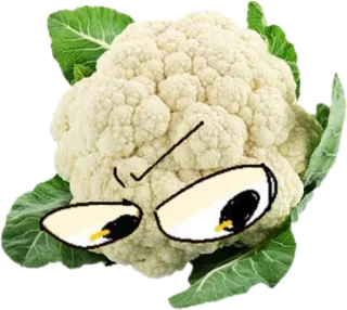 👀 couve-flor, legume, comida, desenho animado, olhos telegram sticker
