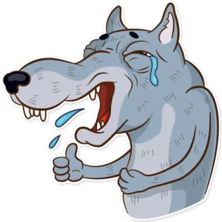 😂 lobo, chorando, polegar para cima, lobo desenho animado, triste telegram sticker