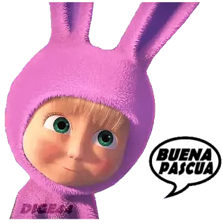 🐰 Masha Masha and the Bear BUENA PASCUA Masha, conejo, pascua, dibujos animados, lindo, chica, fiesta telegram sticker