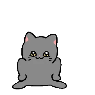 ❤️ chat, mignon, kawaii, dessin animé, animal, gris, chaton telegram sticker