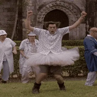 🕺 Ace Ventura Ace Ventura: Pet Detective śmieszne, taniec, komedia, tutu, jim carrey, aktor, film telegram sticker