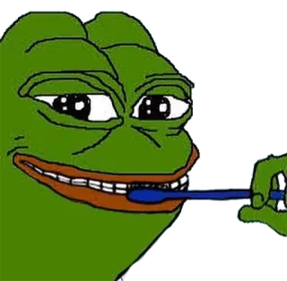 🚿 Pepe the Frog Meme, Pepe, Grenouille, Dessin animé, Meme Internet, Se brosser les dents telegram sticker