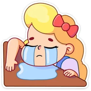😭 kartun, menangis, sedih, gadis, emosional, stiker whatsapp sticker