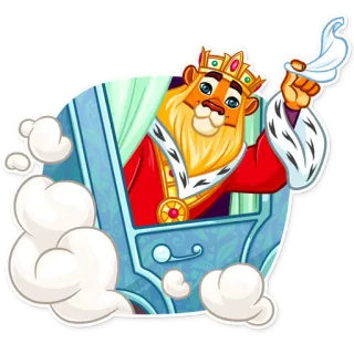 👋 лев, король, корона, королевский, животное, мультфильм telegram sticker