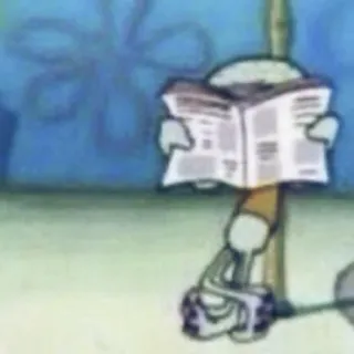 ➰ Squidward SpongeBob SquarePants Squidward Tentacles, newspaper, reading, cartoon character telegram sticker