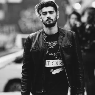✖️ Zayn Malik DO YOU MAKE HER OR TAKE HER TO COURT? 泽恩·马利克, 肖像, 名人, 男人, 模特, 黑白 telegram sticker