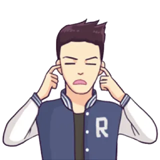 🙉 persoon, cartoon, jongen, boos, vingers, oren, oren dicht telegram sticker