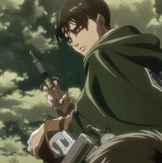 🏹 Levi Ackerman Attack on Titan Anime, Strzykawka, Wojsko, Przemoc, Broń, Fantasy telegram sticker