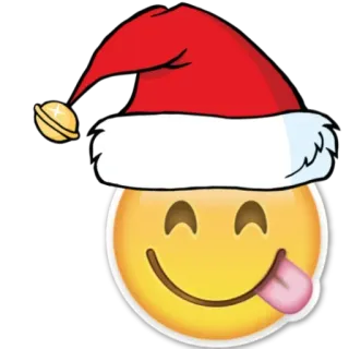 😋 Emoji, Natal, Gorro de Papai Noel, Sorriso, Língua telegram sticker