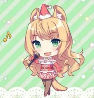 🌟 애니메이션, 치비, 크리스마스, 귀여운, 가수, 마이크 telegram sticker