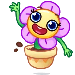 👋 bunga, tanaman, kartun, imut, emoji telegram sticker