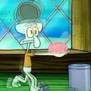 🤡 Squidward Tentacles SpongeBob SquarePants мультфильм, Сквидвард, мозг, Спанч Боб, Nickelodeon telegram sticker