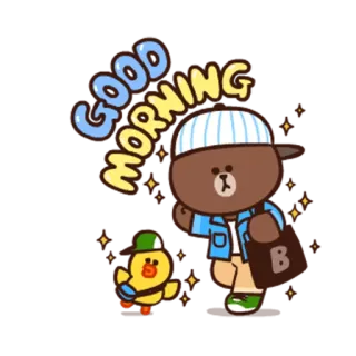 ✌ GOOD MORNING buongiorno, orso, anatra, saluto, cartone animato, carino whatsapp sticker