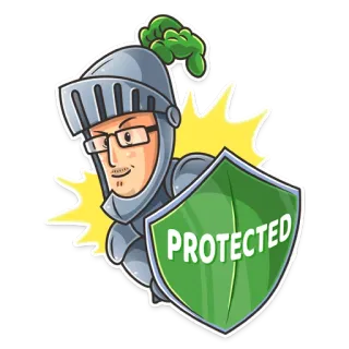 🛡 PROTECTED caballero, protección, escudo, armadura, casco, verde, persona telegram sticker