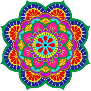 🎨 マンダラ, 花, 装飾, パターン, デザイン, カラフル, 幾何学, 瞑想 telegram sticker