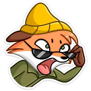 😳 renard, dessin animé, lunettes de soleil, animal, autocollant telegram sticker